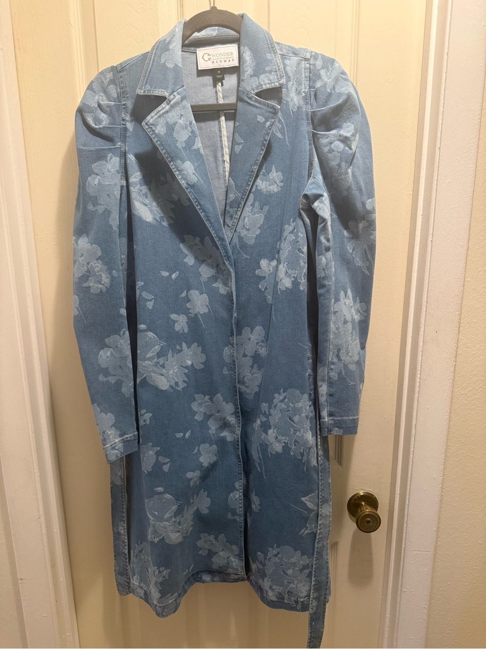 C Wonder by Christian Siriano Floral Denim Trench Coat